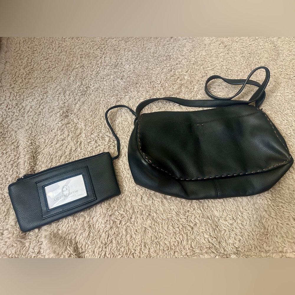 New Black Liz Claiborne bag with attached wallet